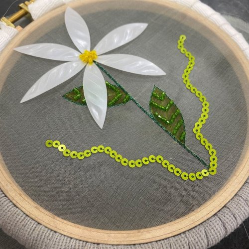 Byrjendaspor í Lunéville útsaumi